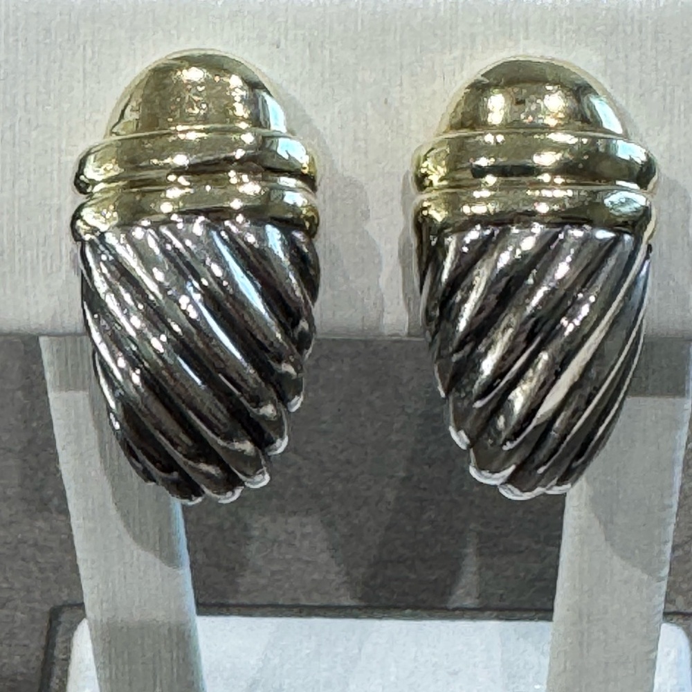David Yurman 14 Karat Yellow Gold and Sterling Silver Earrings.